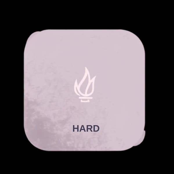 Hard level card with a flame icon